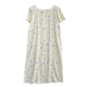 VTG Butter Yellow Floral Maxi Dress 2X Cottagecore Coquette Soft girl